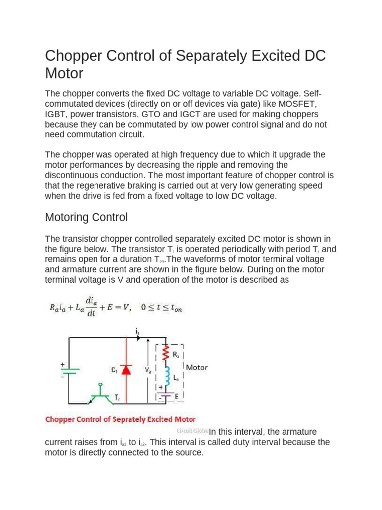 Chopper Control for DC Motor Operation | PDF | Inductance | Electric Power