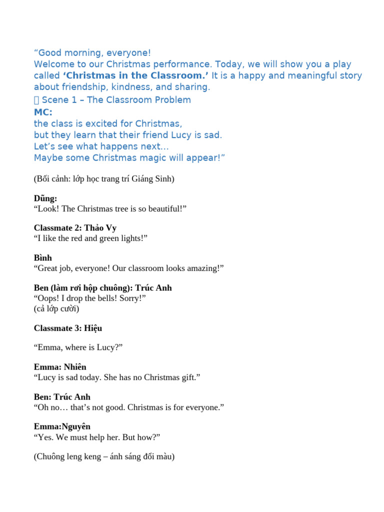 Christmas in the Classroom Play Script | PDF | Santa Claus | Observances