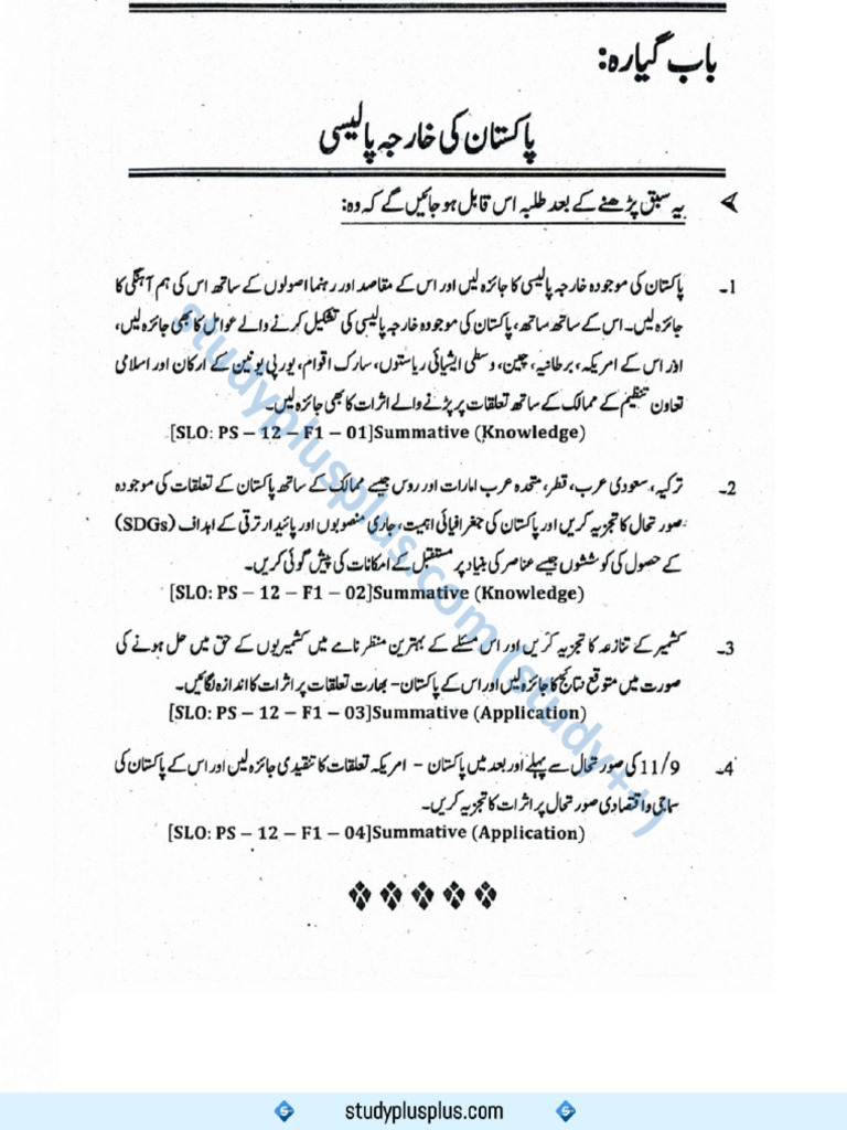 Chap 11 Pak Studies Notes | PDF