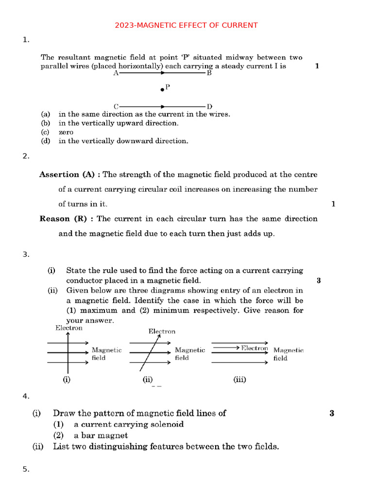 Magnetic Effect of Current-2023 | PDF