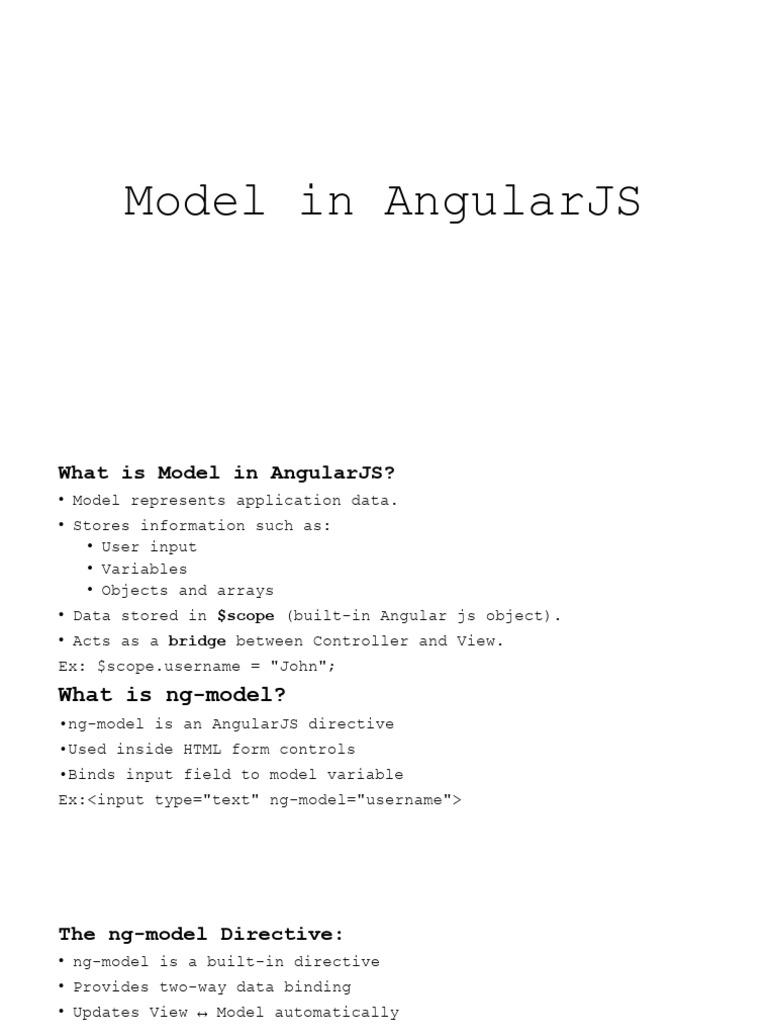 Understanding Model and ng-model in AngularJS | PDF | Angular Js | Software