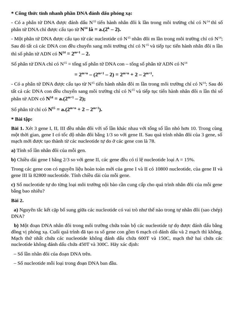 BT tái bản DNA | PDF