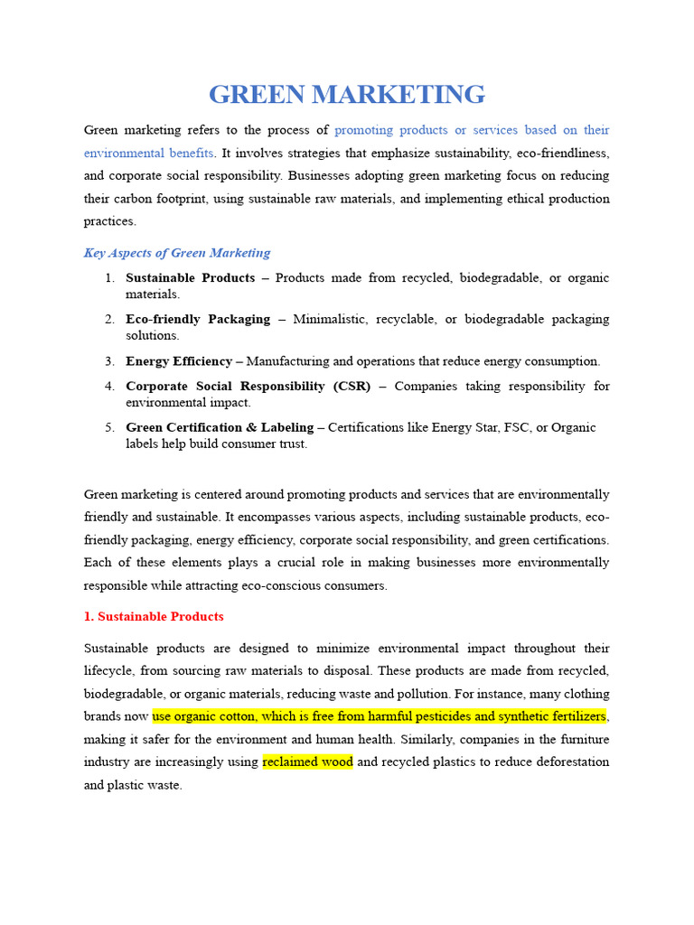 Green Marketing Strategies for Sustainability | PDF | Social Media ...