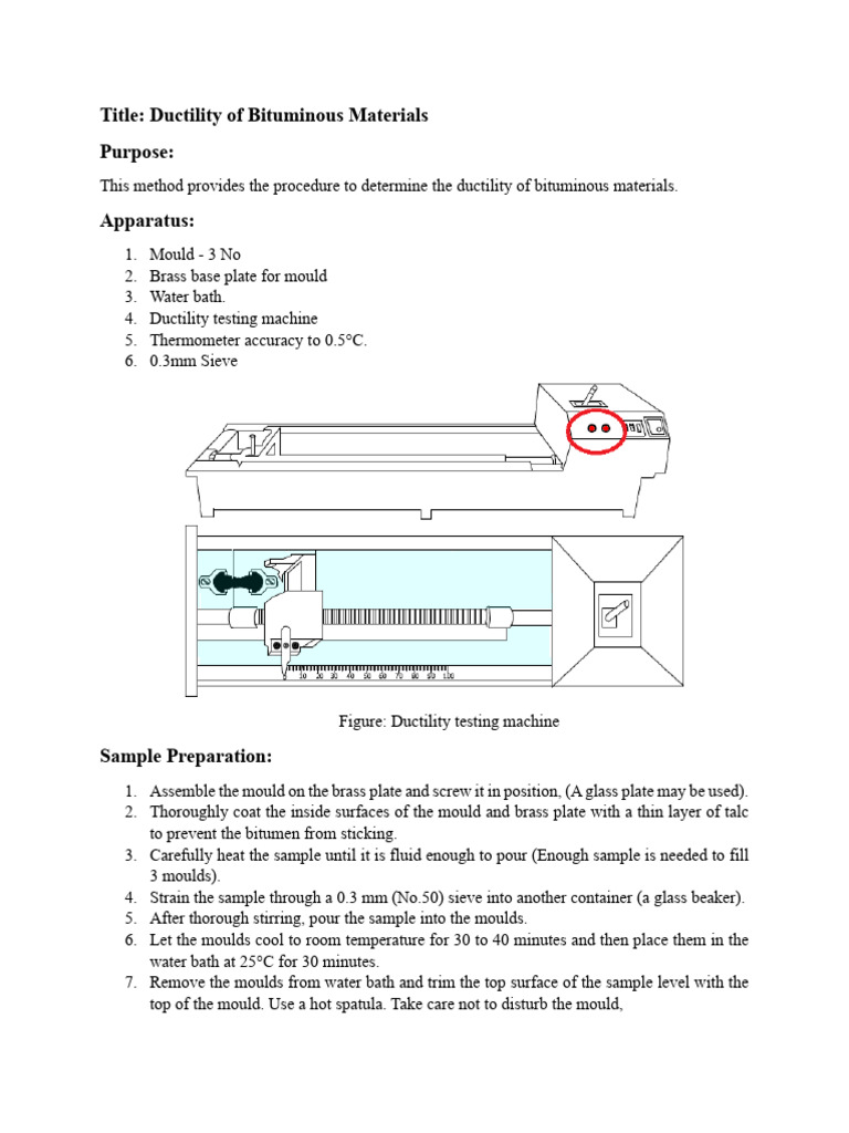 Ductility Testing of Bituminous Materials | PDF