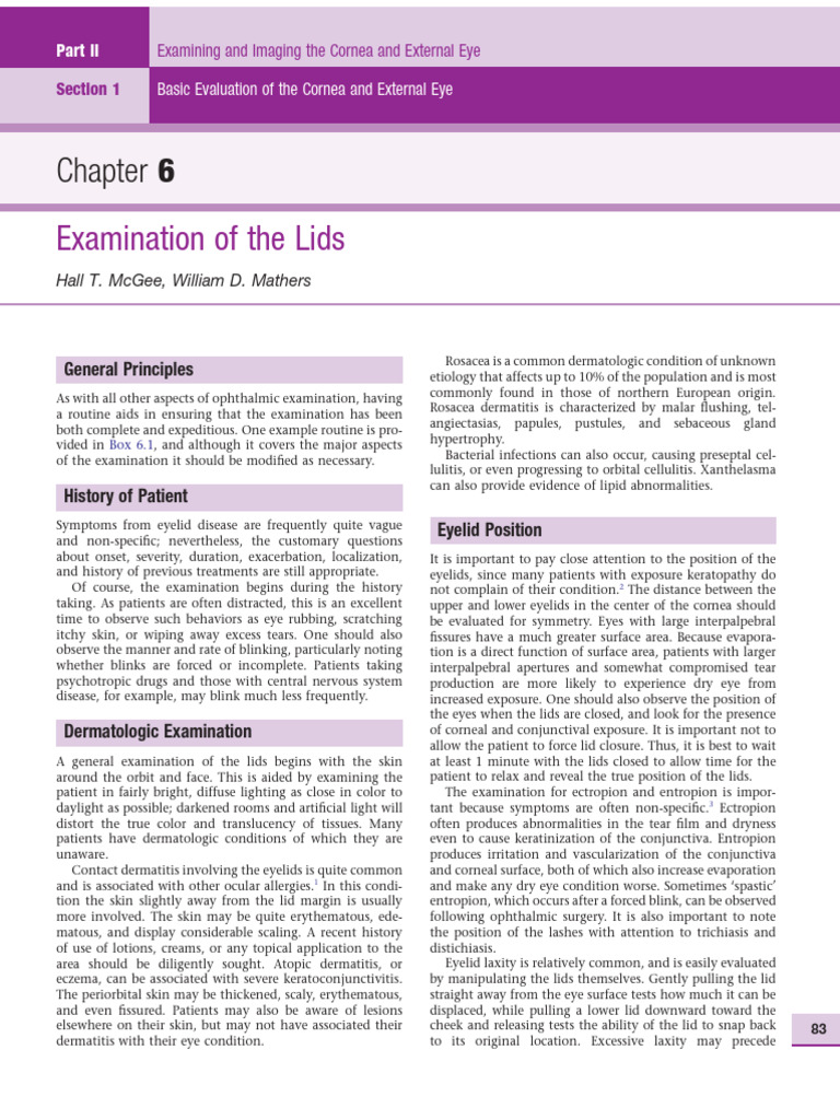 Eyelid Examination Techniques in Ophthalmology | PDF | Human Eye ...