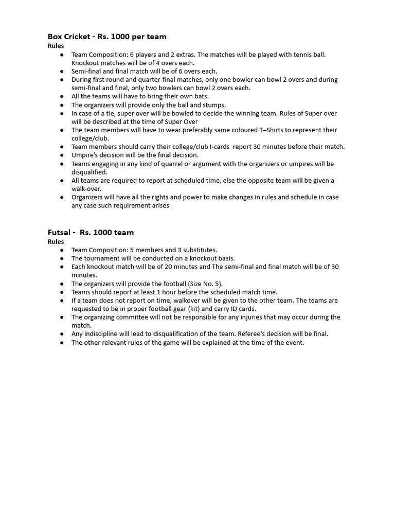 Cresecend Rules 2026 | PDF | Bowling (Cricket) | Sports