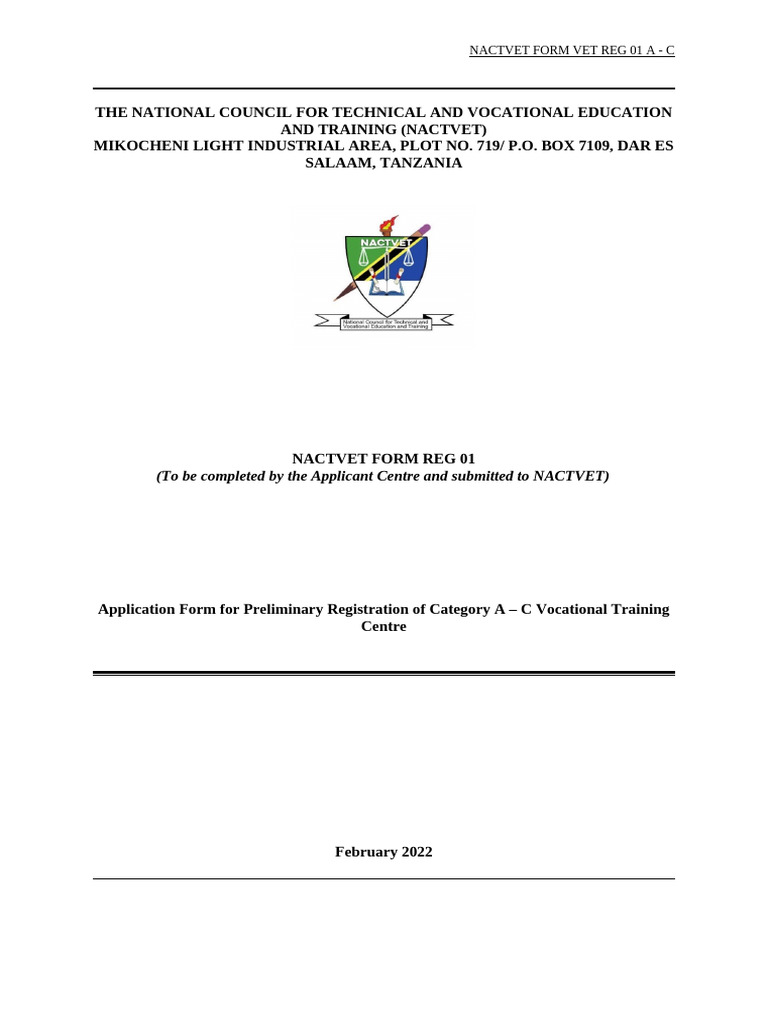 Preliminary Registration Application Form Categories a - C (1) (1 ...