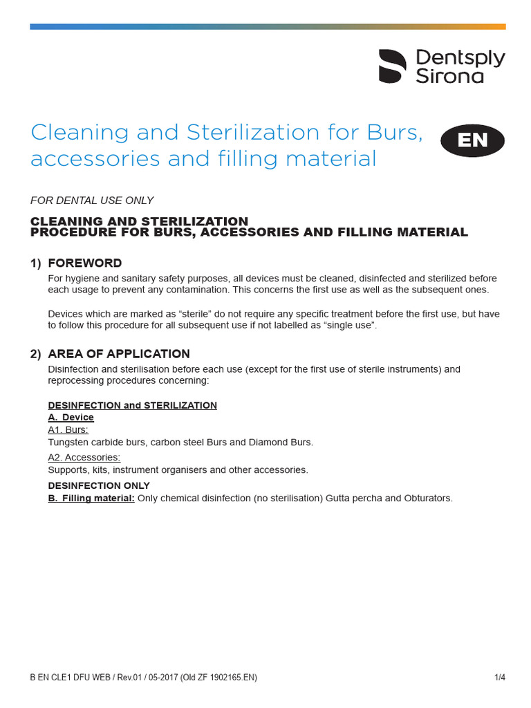 Dental Burs Cleaning & Sterilization Guide | PDF | Sterilization ...