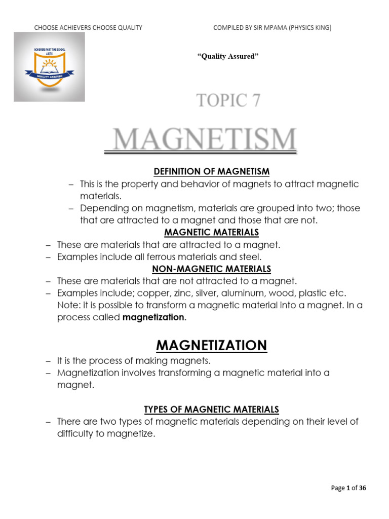 Magnetism: Concepts and Methods | PDF | Electromagnetic Induction ...