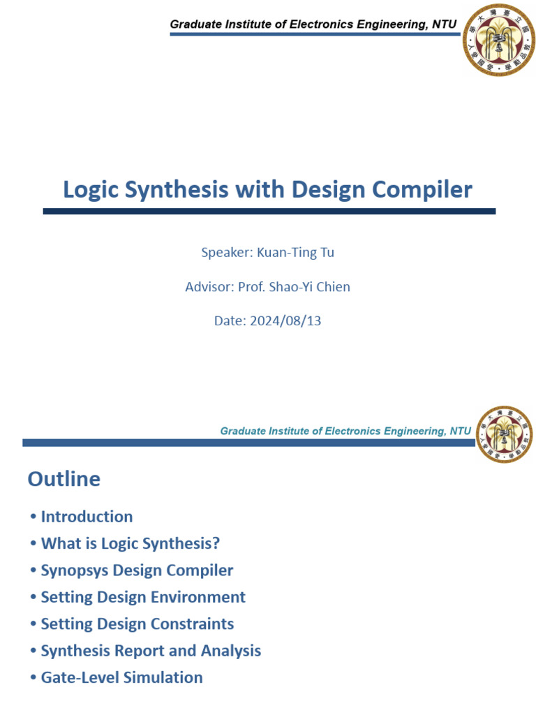 Logic Synthesis with Design Compiler Guide | PDF | Logic Synthesis ...