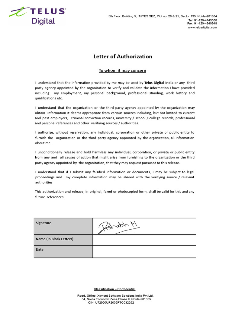 Letter of Authorization Template | PDF | Justice | Crime & Violence