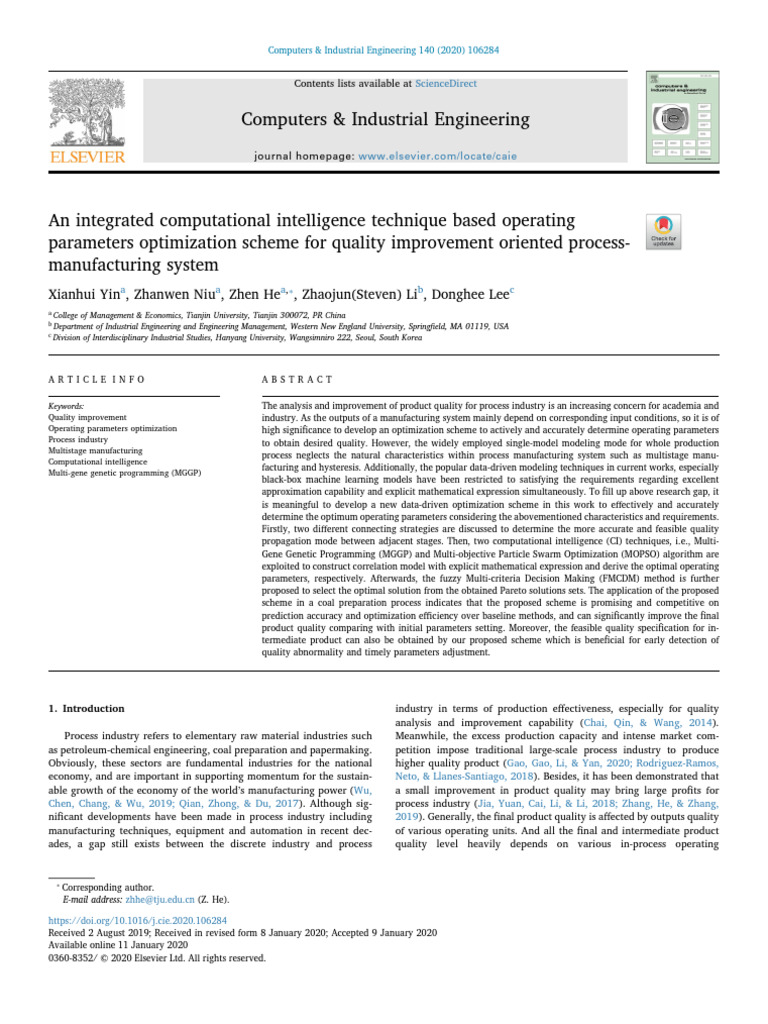 Optimizing Operating Parameters for Quality Improvement | PDF ...