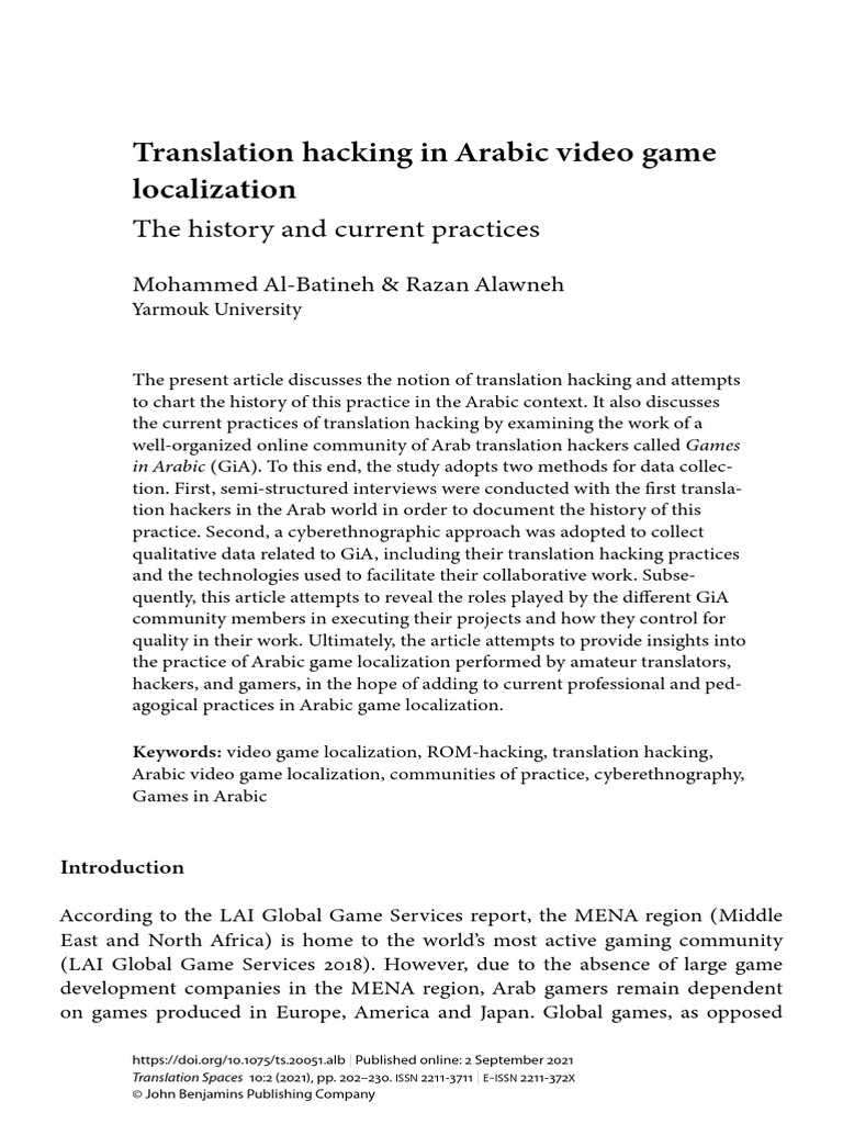 Arabic Video Game Translation Hacking | PDF | Security Hacker ...