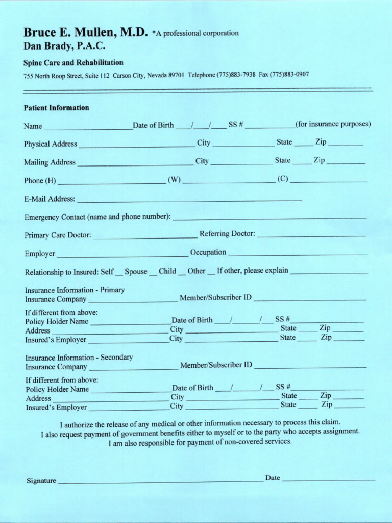 SCR - New Patient Paperwork | PDF