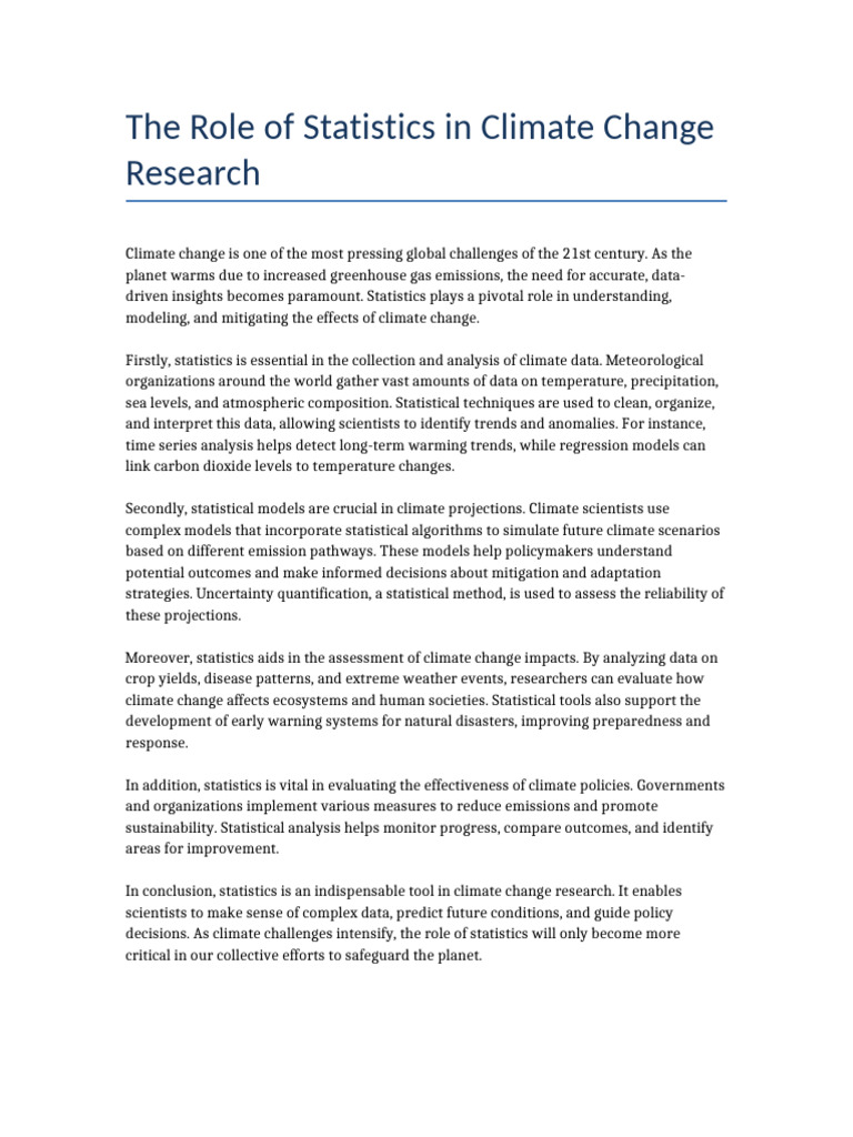 Statistics in Climate Change Research | PDF