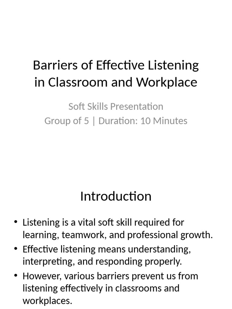 Barriers of Effective Listening Soft Skills | PDF | Communication | Empathy