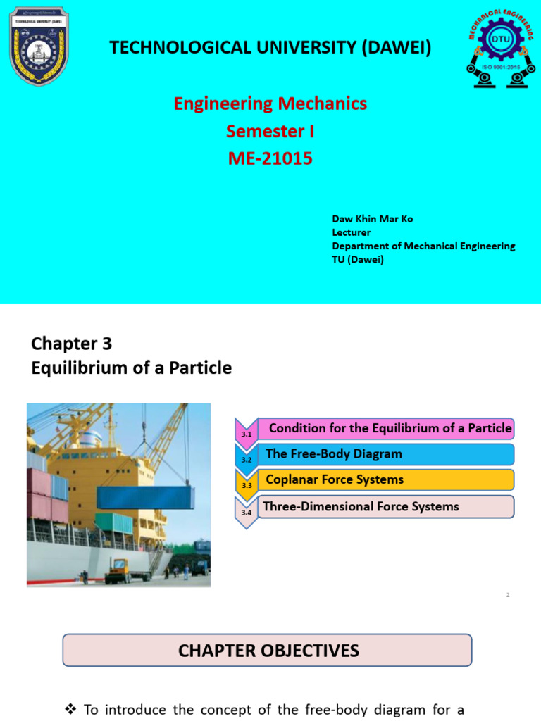 Equilibrium of a Particle in Mechanics | PDF | Force | Physical Sciences