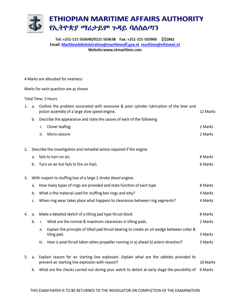 Motor Engineering Exam Paper Guide | PDF | Diesel Engine | Engines