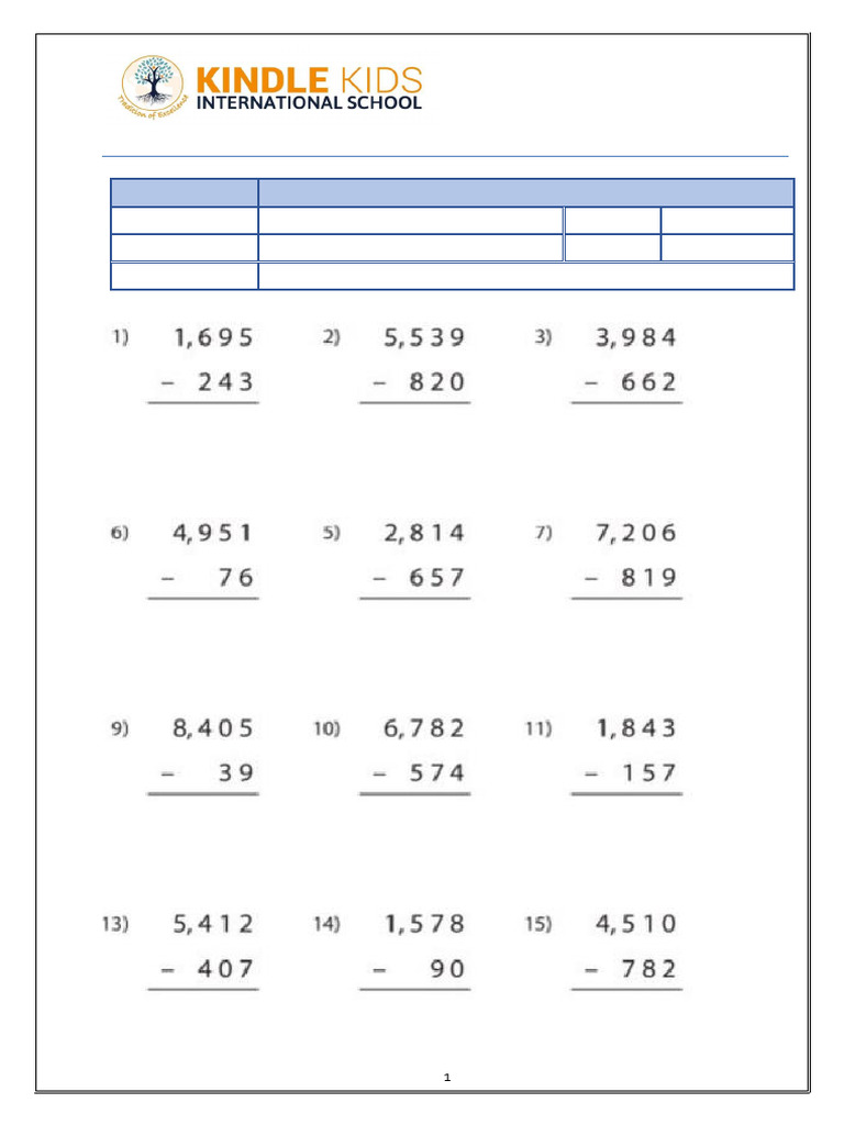 Grade 3 Maths Worksheet 2023-24 | PDF