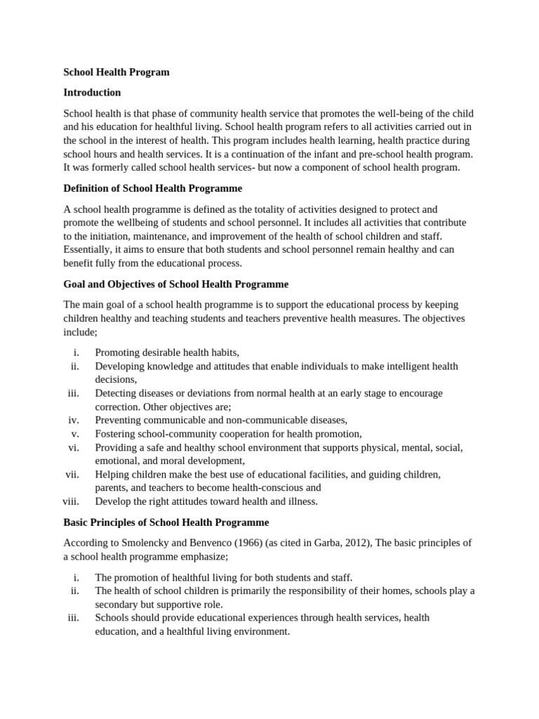 Comprehensive School Health Program Overview | PDF | Well Being | Schools