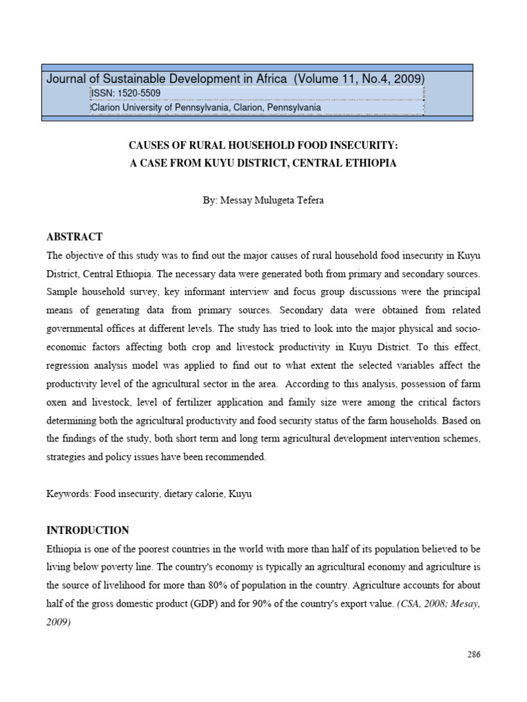 Causes of Food Insecurity in Kuyu, Ethiopia | PDF | Food Security ...