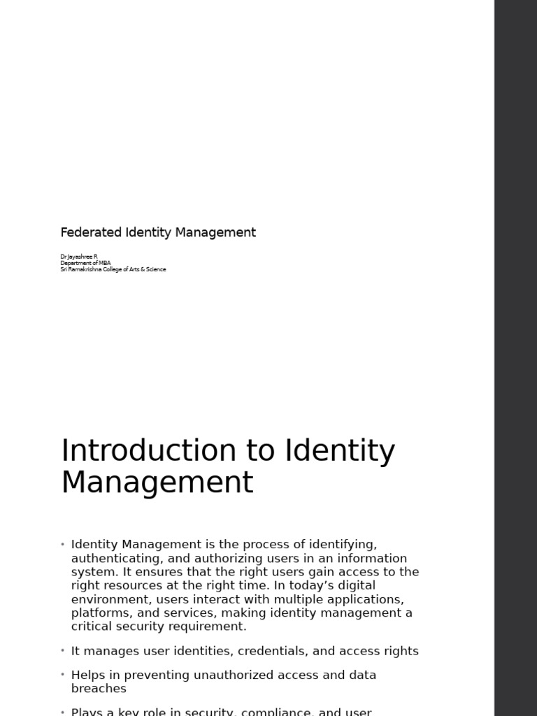 Understanding Federated Identity Management | PDF | Authentication ...