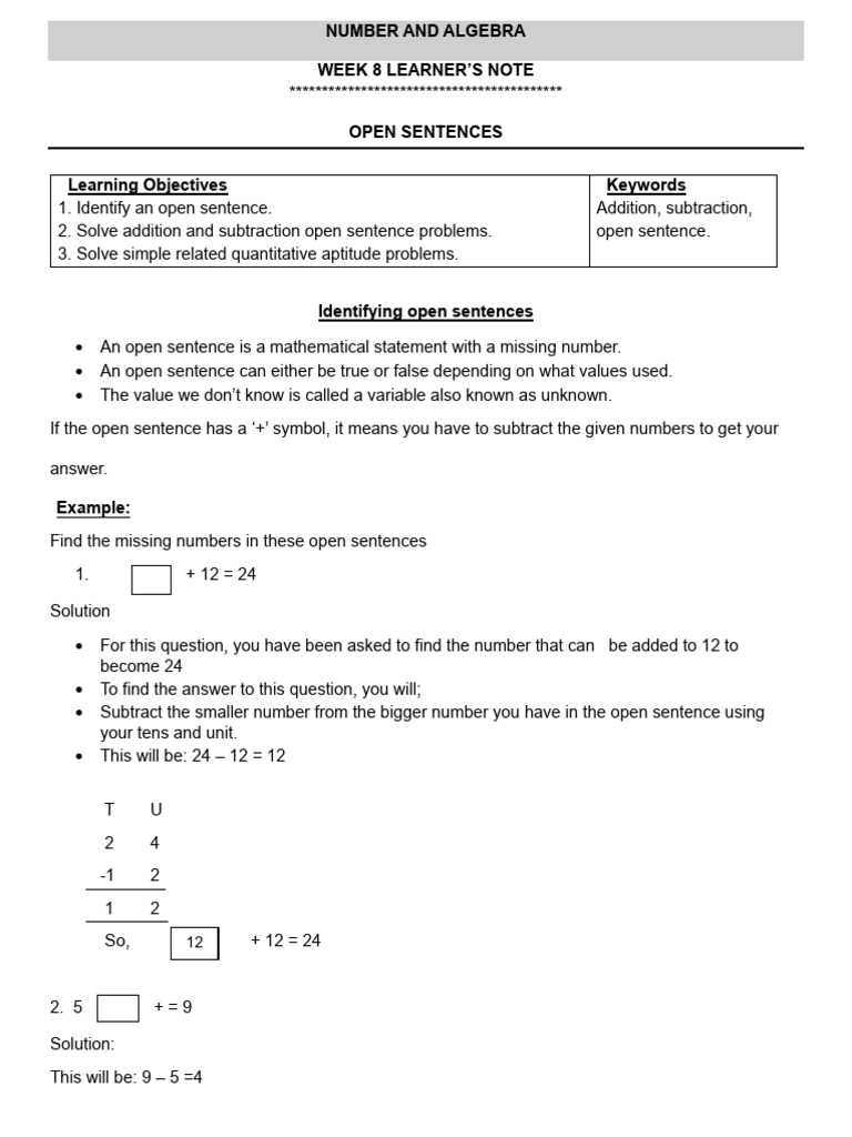 Open Sentences in Math: Addition & Multiplication | PDF | Shape | Symmetry