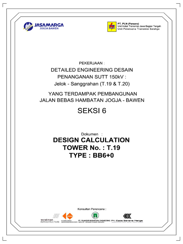 Kalkulasi Tower T.19 SUTT 150 kV | PDF