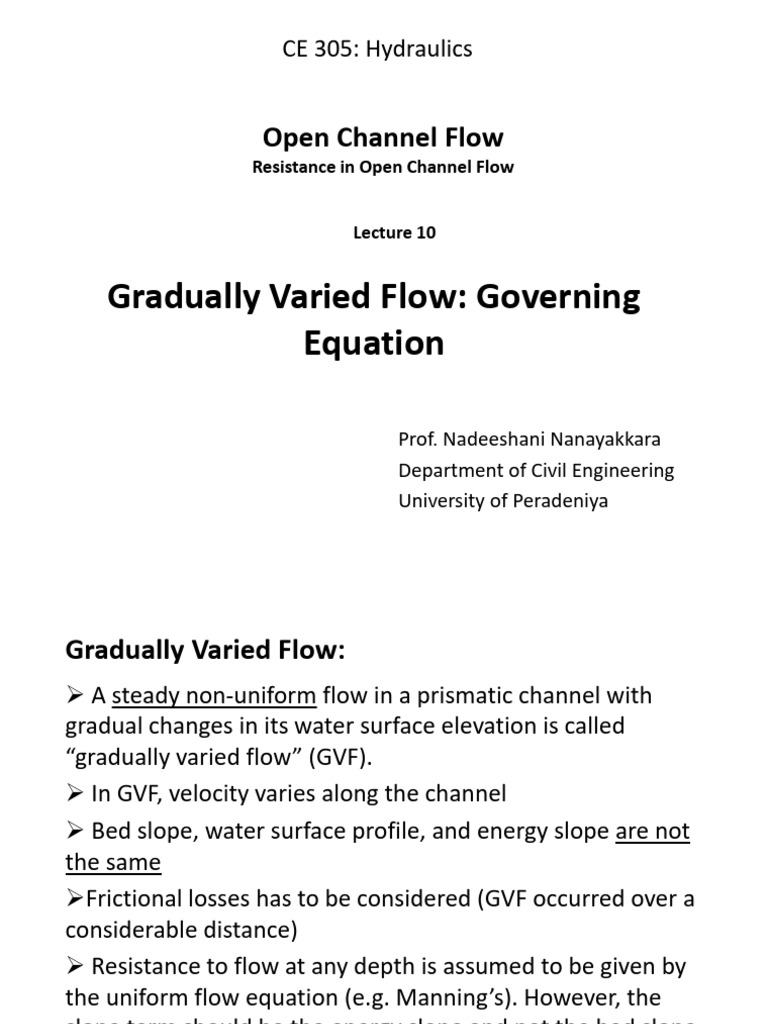 Gradually Varied Flow in Open Channels | PDF | Spillway | Classical ...