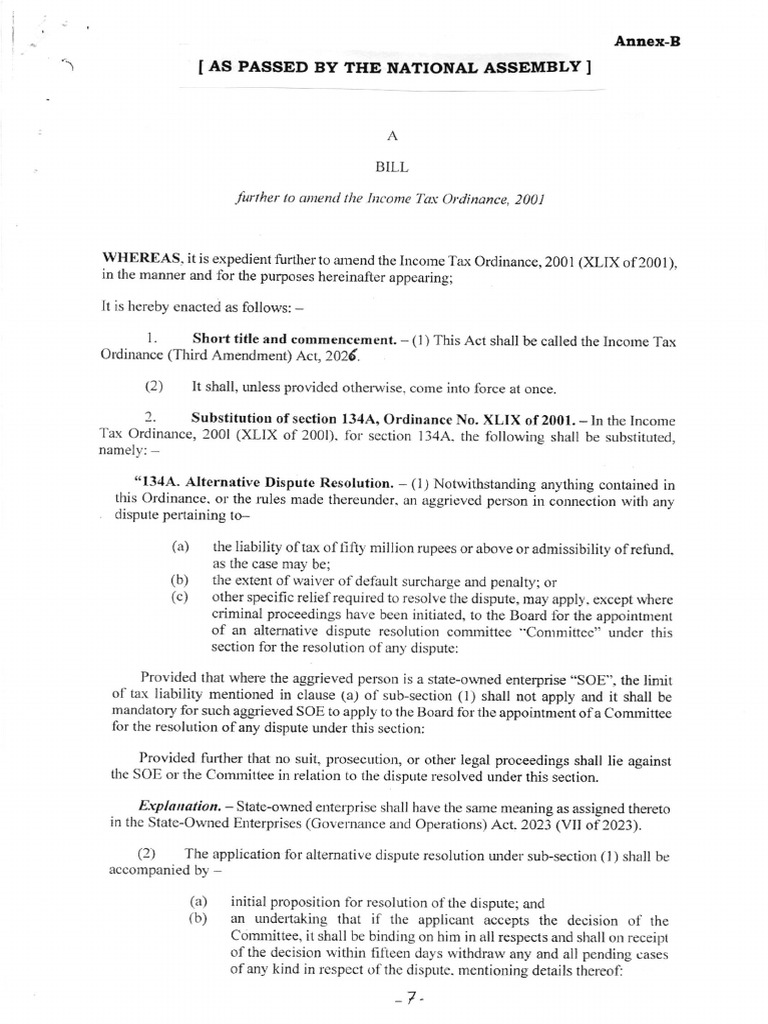 Income Tax Ordinance Third Amendment 2026 | PDF | Taxes | Government