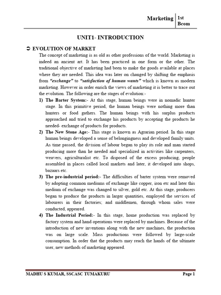 1st unit marketing | PDF | Marketing | Sales