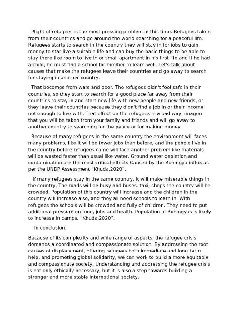 Plight of Refugees is the Most Pressing Problem in This Time (2) | PDF ...