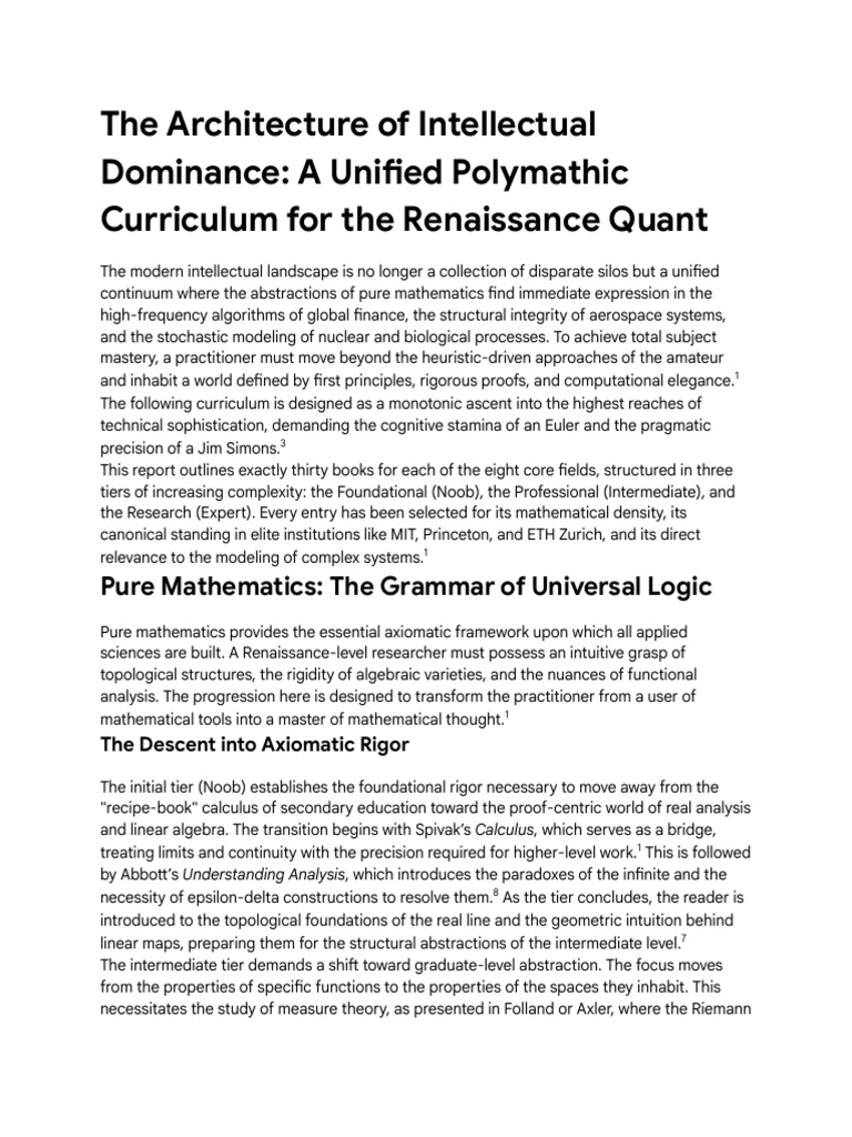 Polymathic Curriculum for Advanced Mathematics | PDF | Geometry ...