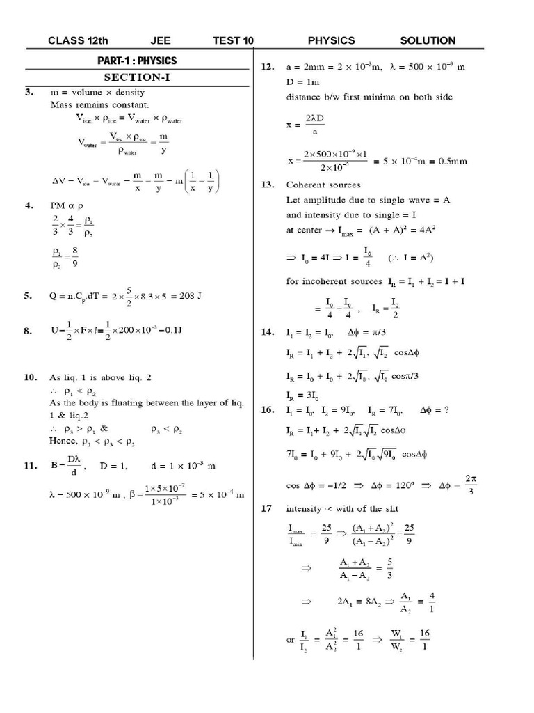 Sol Phy Jee Test10 | PDF