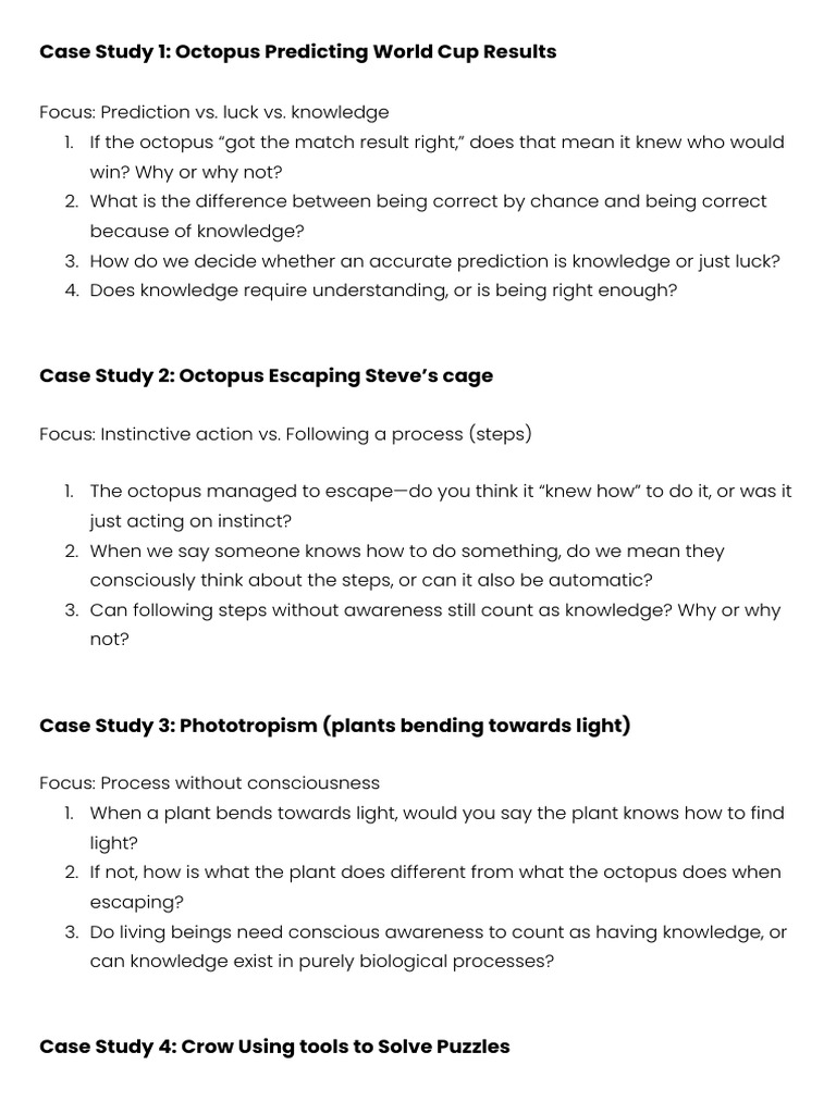 Octopus and Knowledge: A Case Study Analysis | PDF | Knowledge ...