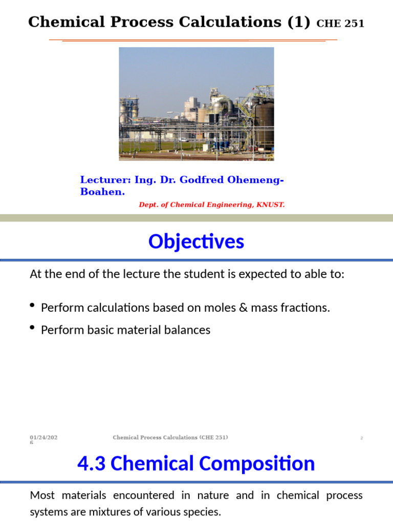 Chemical Process Calculations Overview | PDF | Mole (Unit) | Pressure
