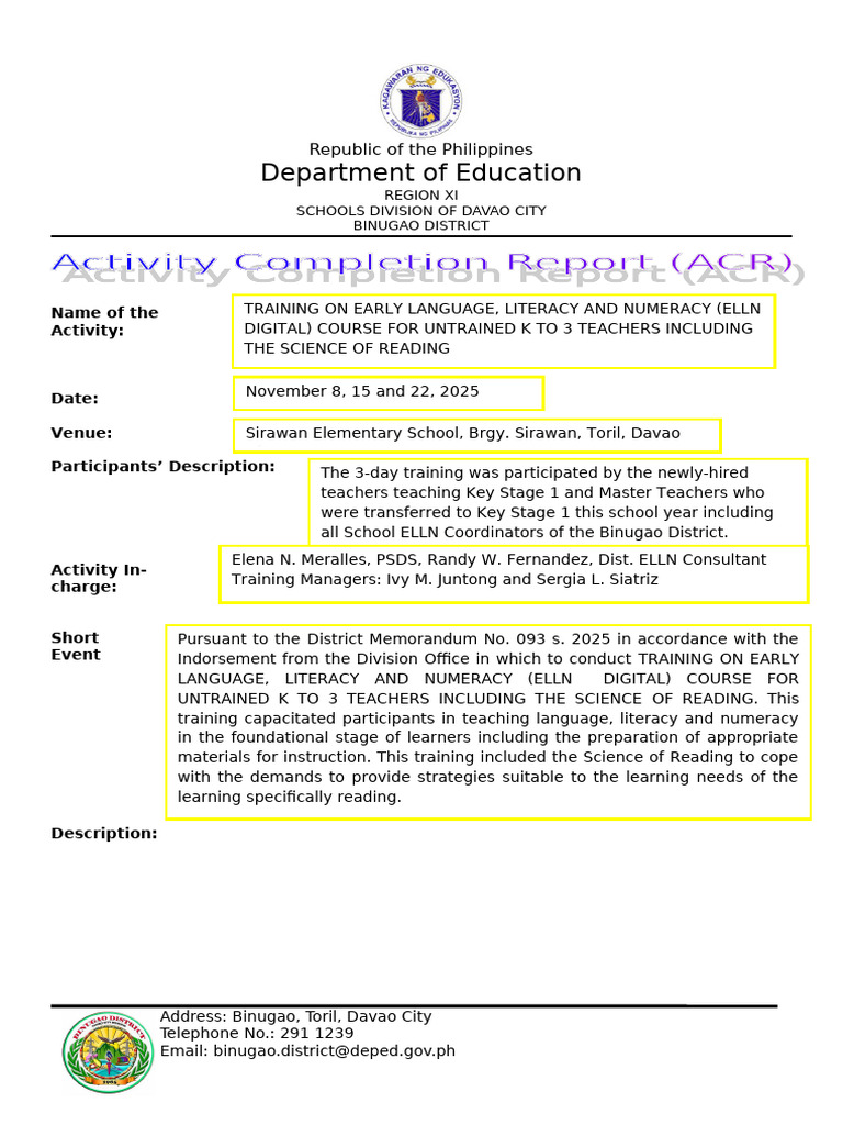 ACR ELLN Training | PDF | Literacy | Education Theory