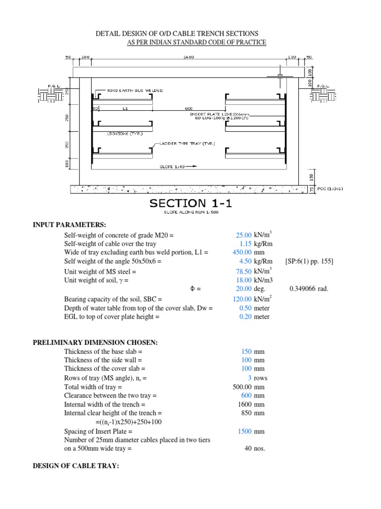 Cable Trench Design and Analysis Details | PDF | Bending | Stress ...