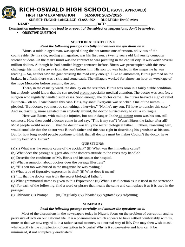 english ss 2 & 3 | PDF | Corruption | Poetry