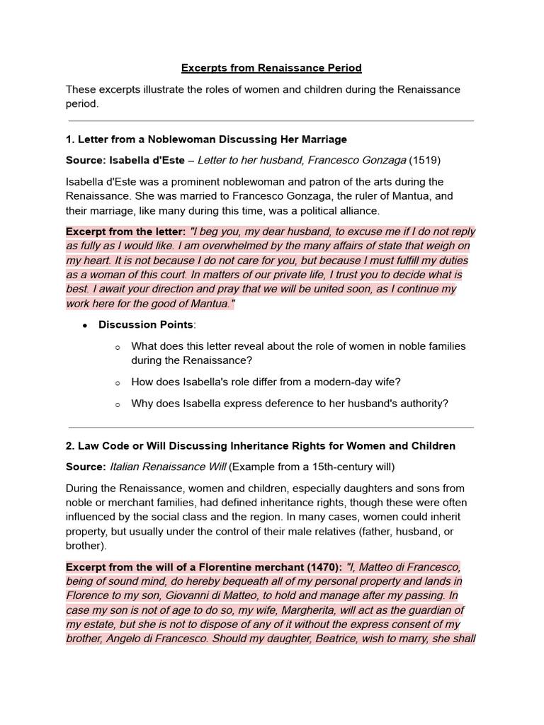 3. Excerpts - Women and Children.docx | PDF