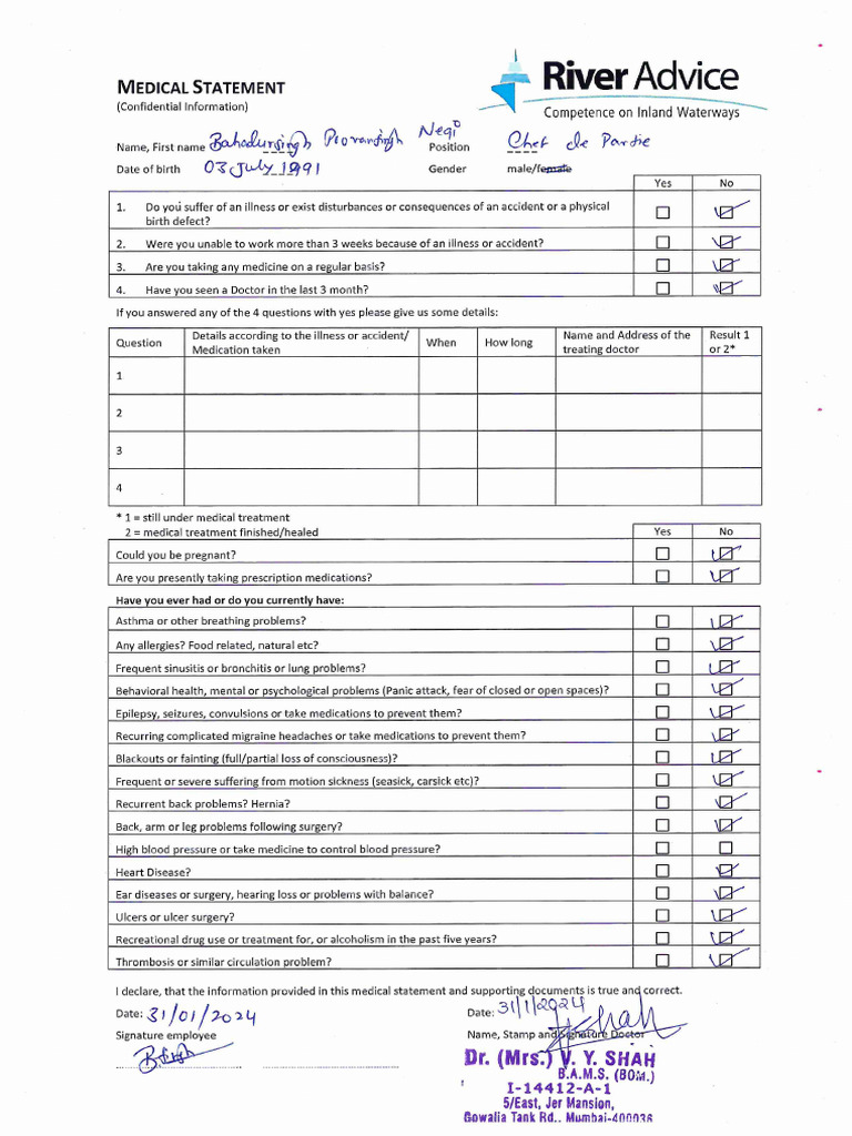 Medical Statement | PDF