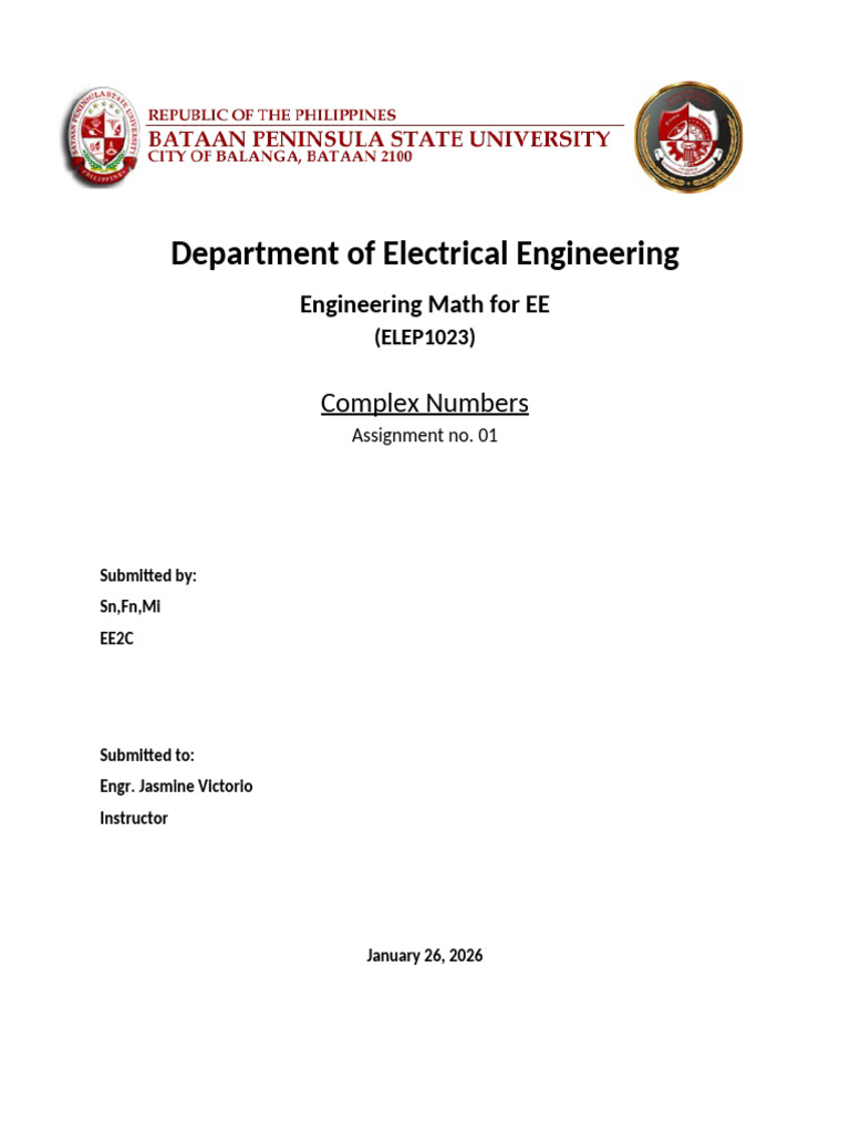 Complex Numbers Assignment for EE | PDF