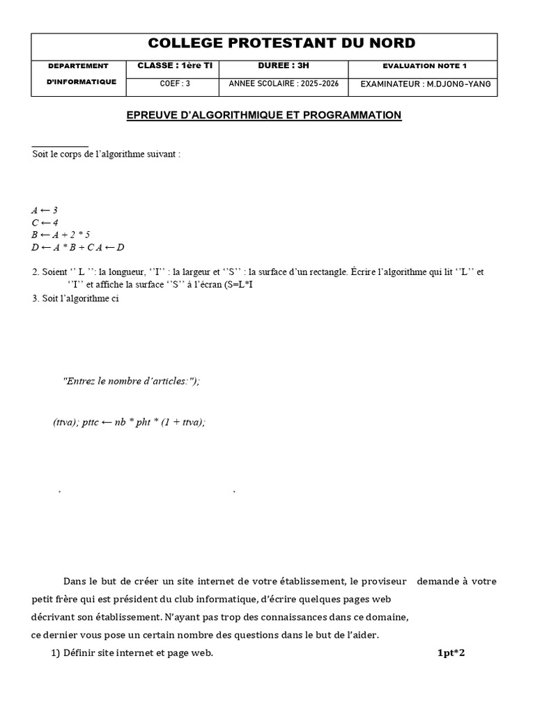 Algorithmes et Programmation Web en C | PDF | Internet | Internet et Web