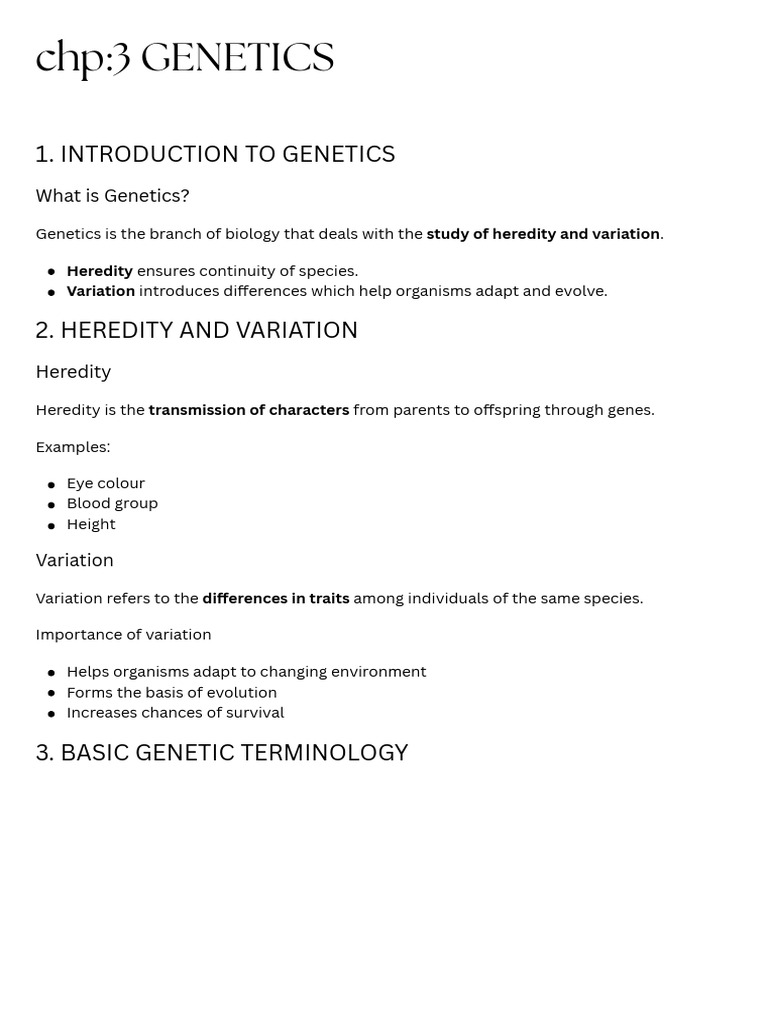 Introduction to Genetics and Heredity | PDF | Dominance (Genetics ...