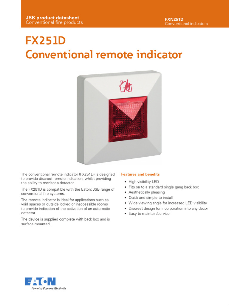 FX251D Remote Fire Indicator Overview | PDF | Sensor | Electricity