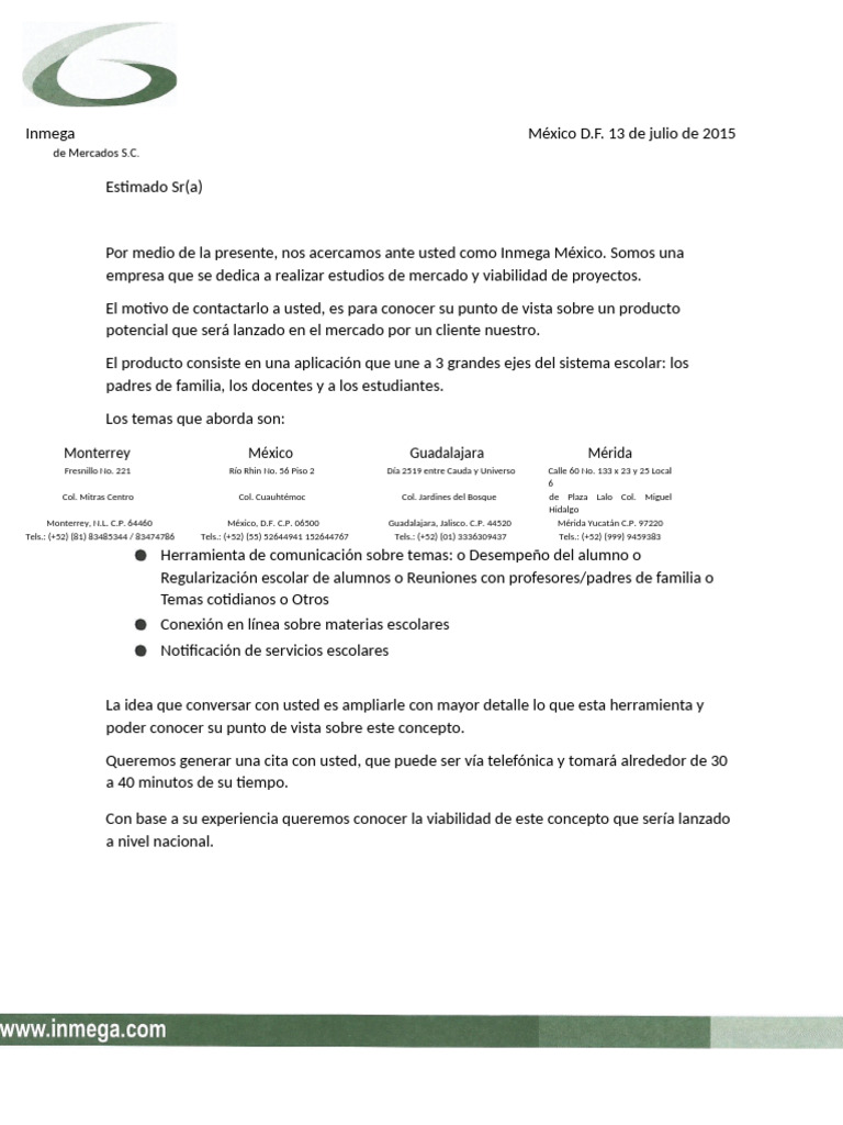 Consulta sobre nueva app escolar en México | PDF