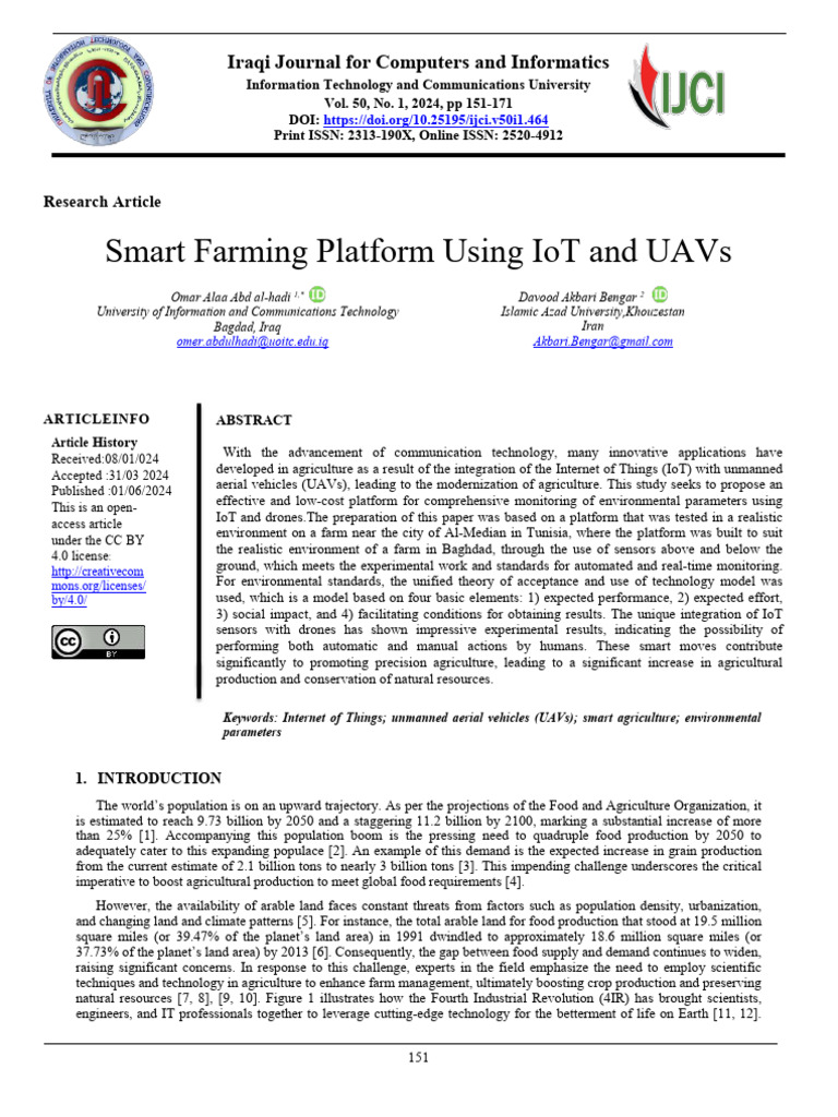 Smart Farming with IoT and UAVs | PDF | Agriculture | Internet Of Things