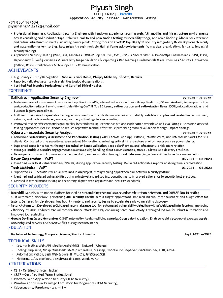 Application Security Engineer Profile | PDF | Security | Computer Security