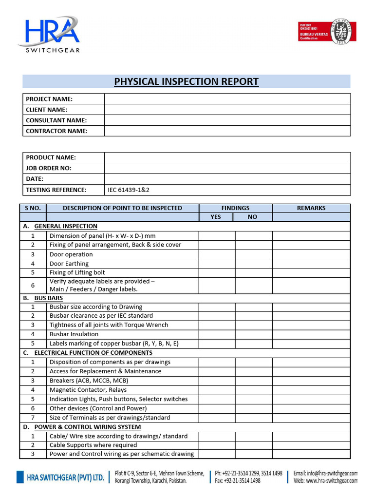Physical Inspection Report Overview | PDF