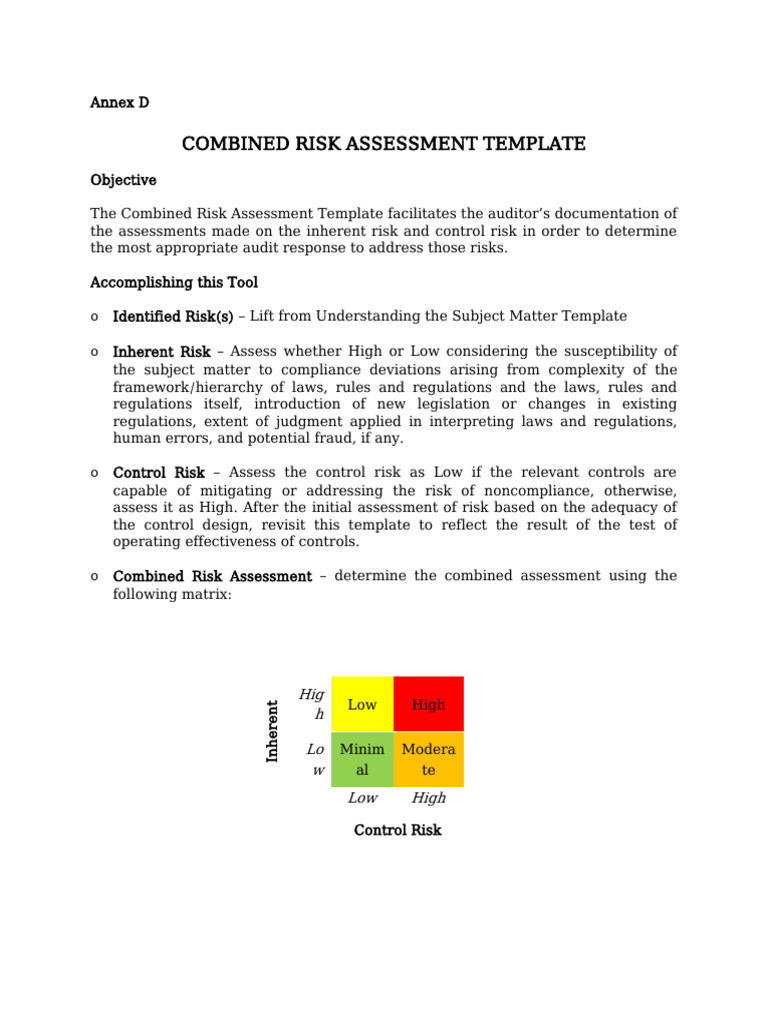 Combined Risk Assessment Template Guide | PDF | Risk | Audit